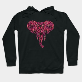 Red Rose Pattern Elephant Hoodie